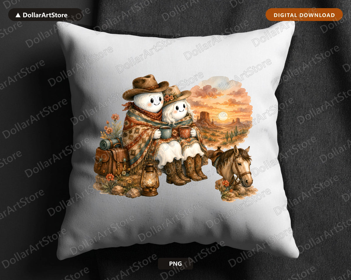 Western Cowboy Ghost PNG, Sublimation Design, Shirt Design Digital Download