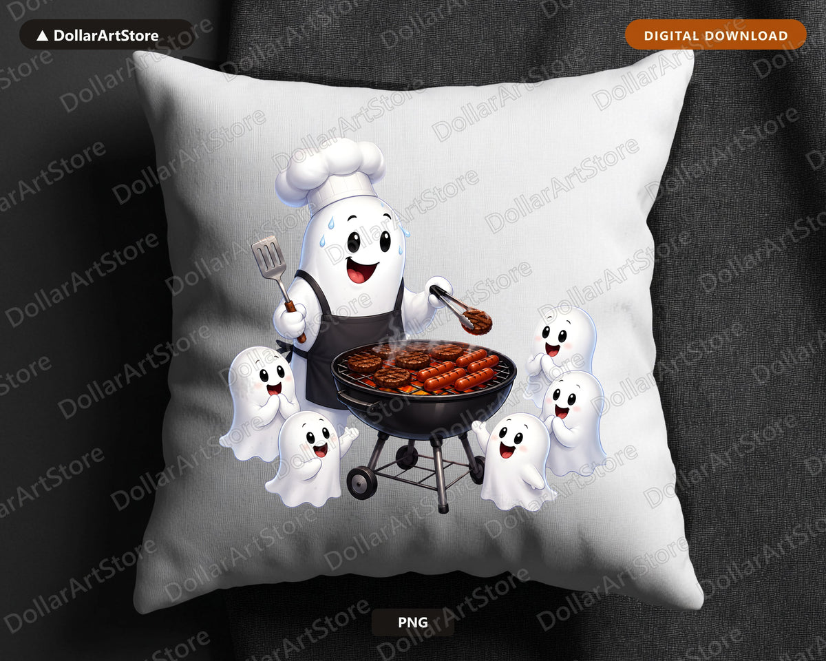 Cute Halloween Ghost Chef PNG, Sublimation Design, Shirt Print Digital Download