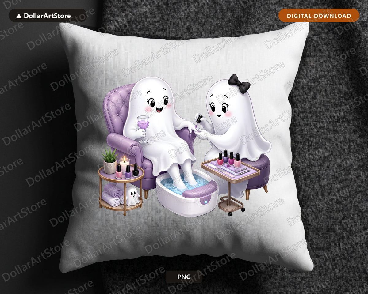 Cute Halloween Ghost Spa Day PNG, Sublimation Design, Shirt Tumbler Print