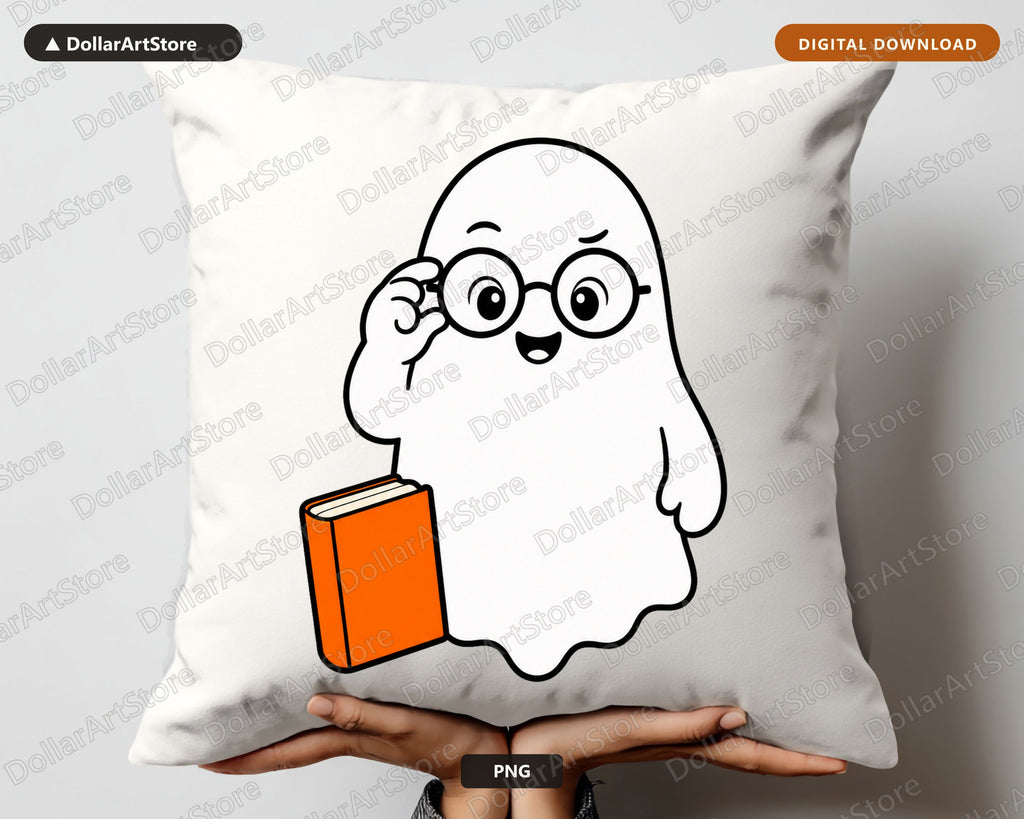 Bookish Ghost PNG, Cute Reading Design, Sublimation Shirt PNG Download
