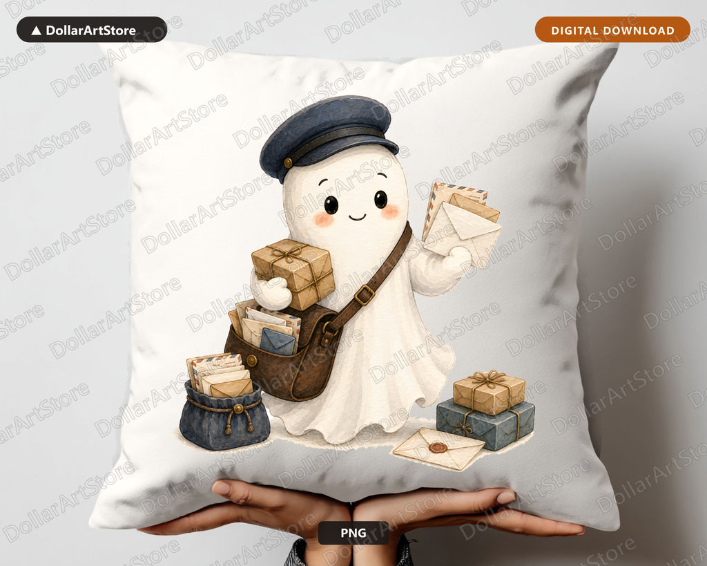 Mail Carrier Ghost PNG, Sublimation Design, Shirt Design Digital Download