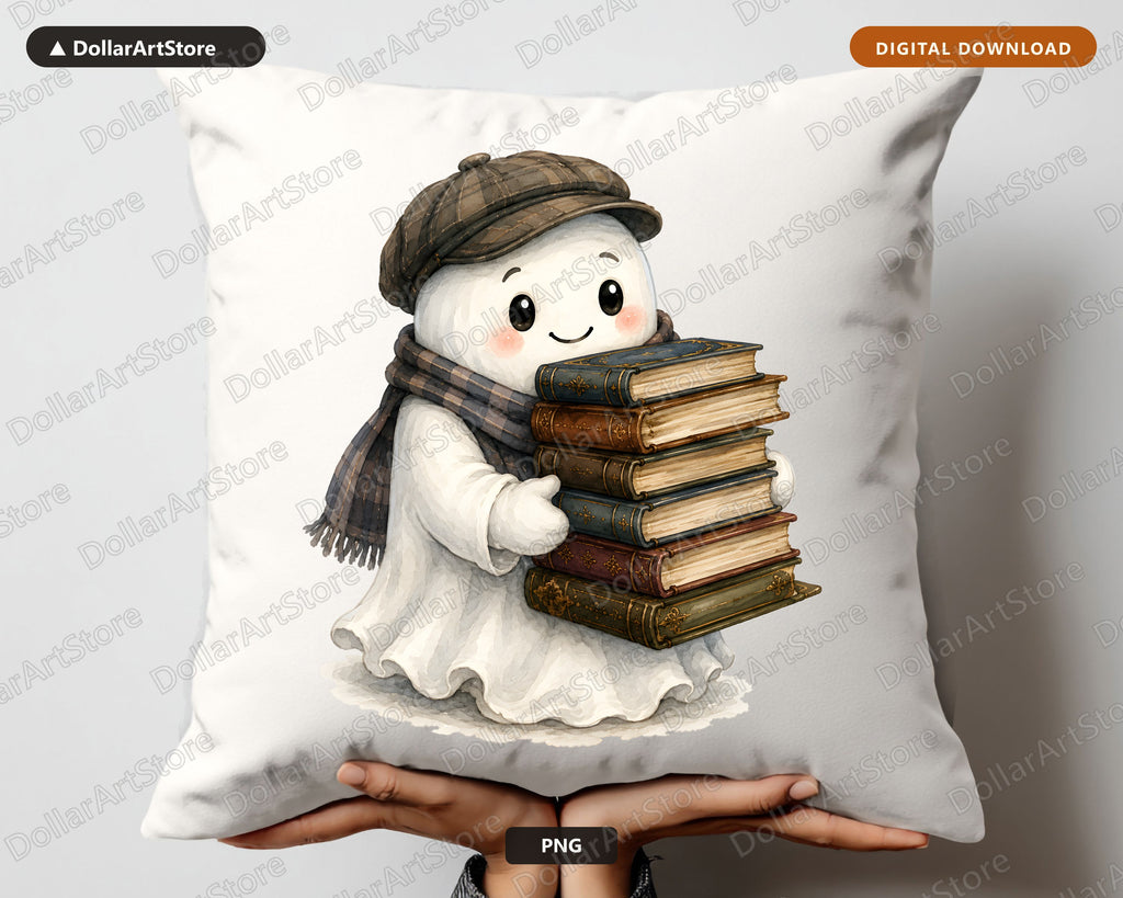 Bookish Ghost PNG, Sublimation Design, Fall Shirt Design Digital Download