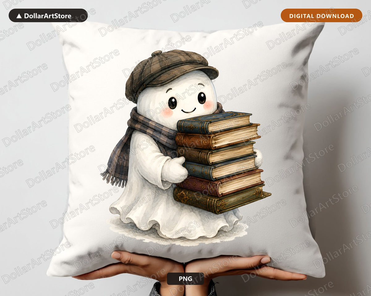 Bookish Ghost PNG, Sublimation Design, Fall Shirt Design Digital Download
