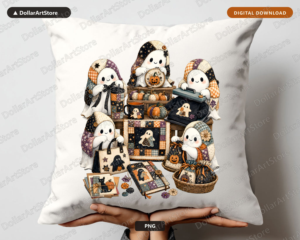 Crafting Ghost PNG, Halloween Sublimation Design, Spooky Planner Digital Download