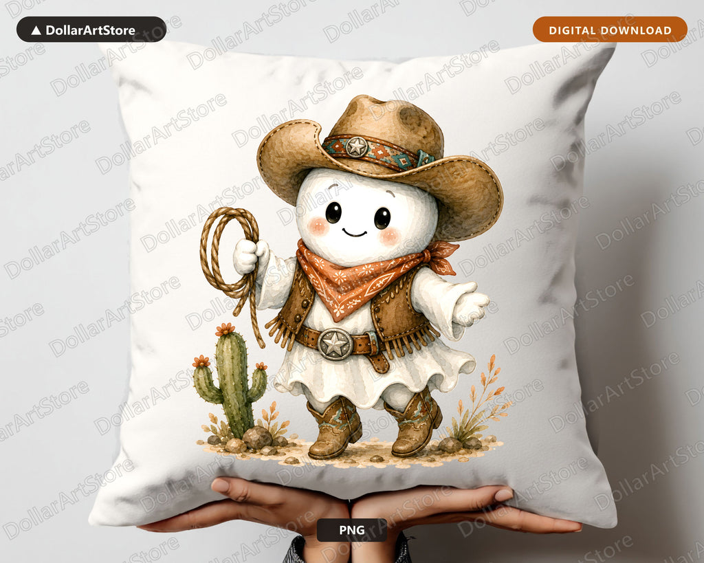 Cowboy Ghost PNG, Western Sublimation Design, Shirt & Tumbler Print Download