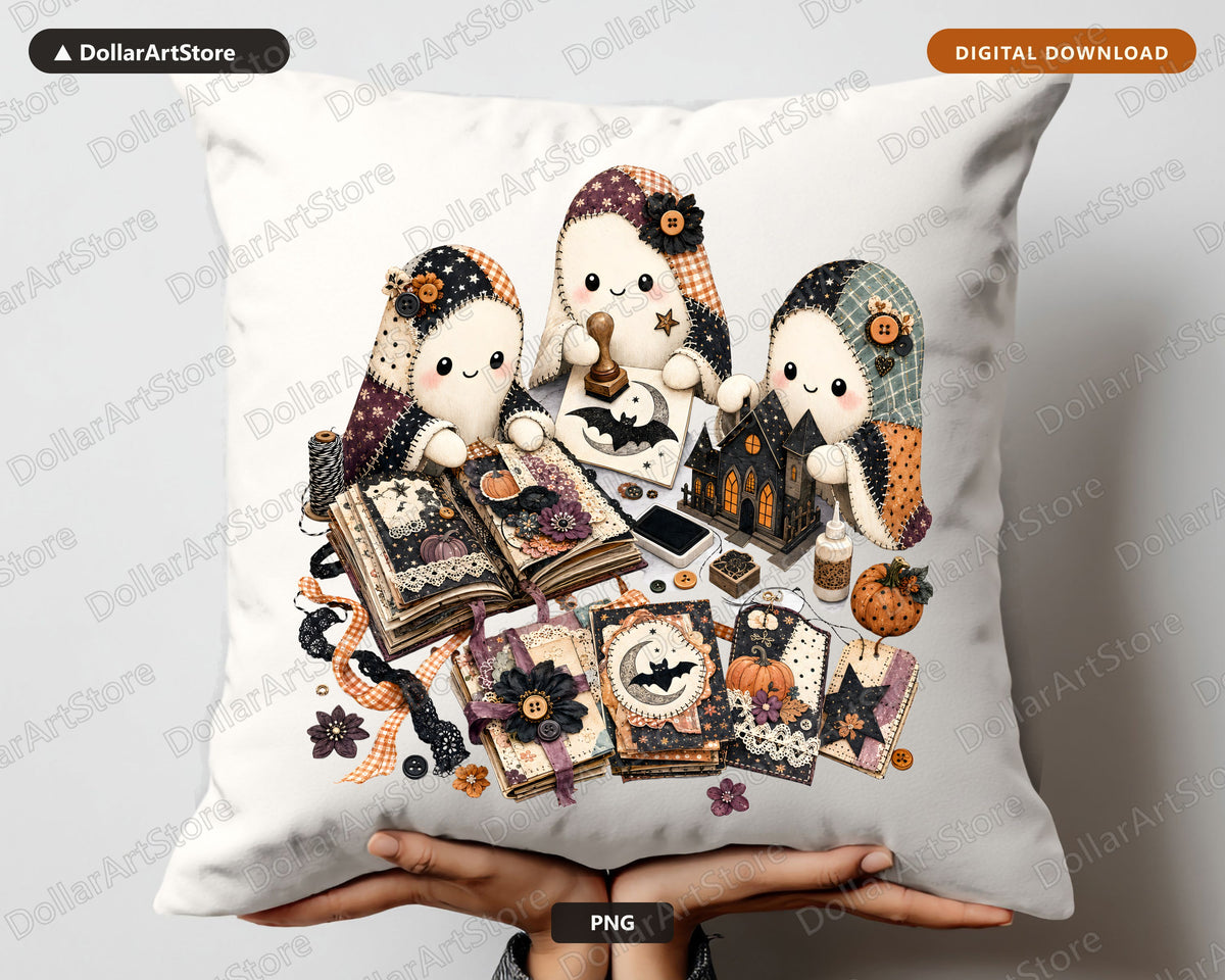 Crafting Ghost PNG, Halloween Sublimation Design, Shirt & Tumbler Print