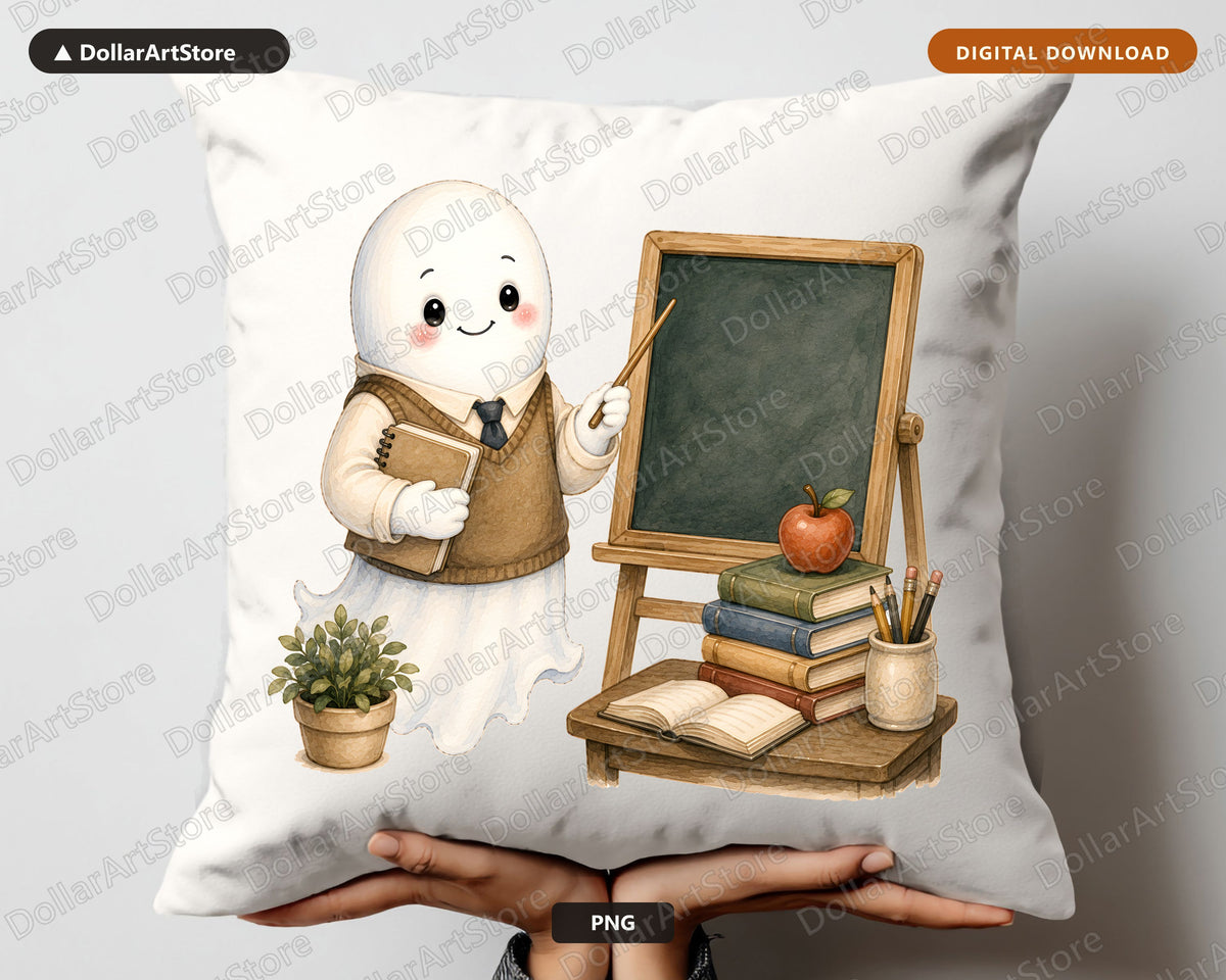 Cute Teacher Ghost PNG, Back to School Sublimation Design, Shirt & Tumbler Print