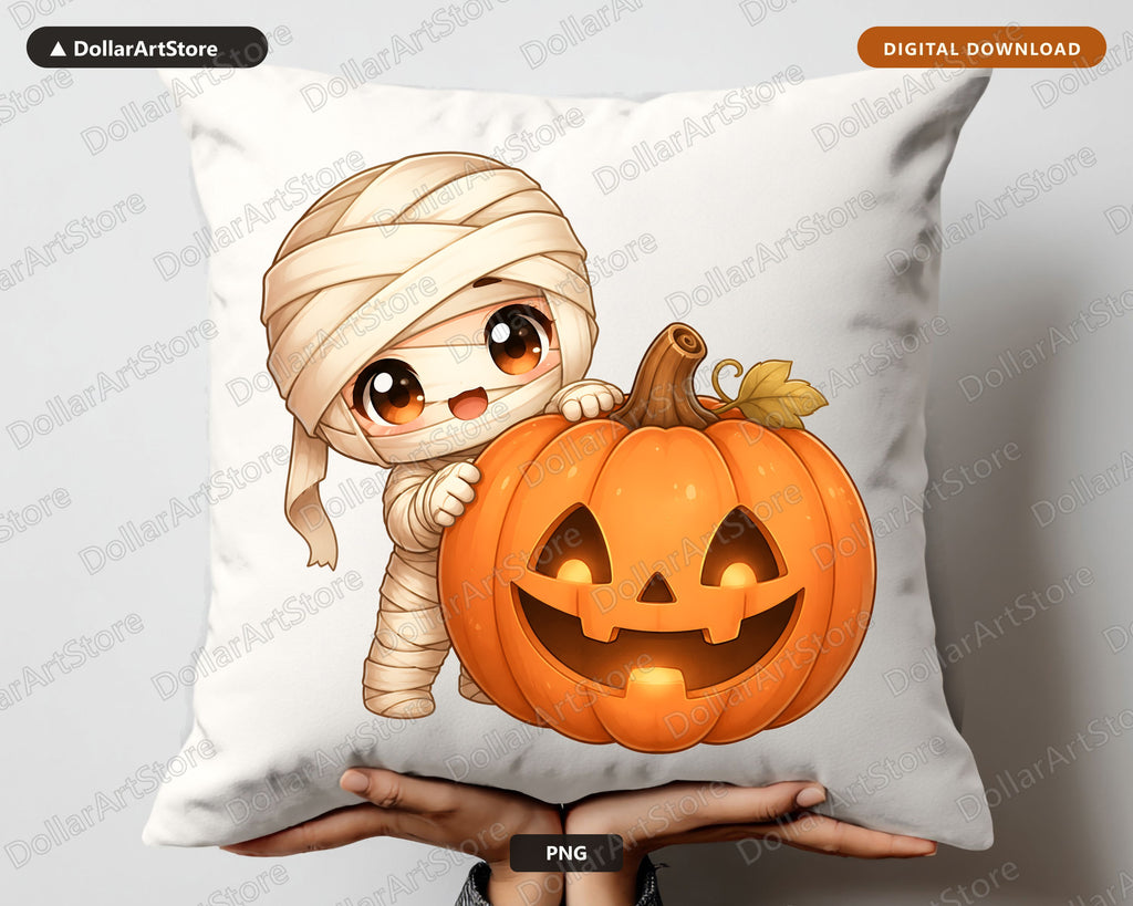 Cute Mummy PNG, Halloween Pumpkin Design, Sublimation Shirt Design Digital Download