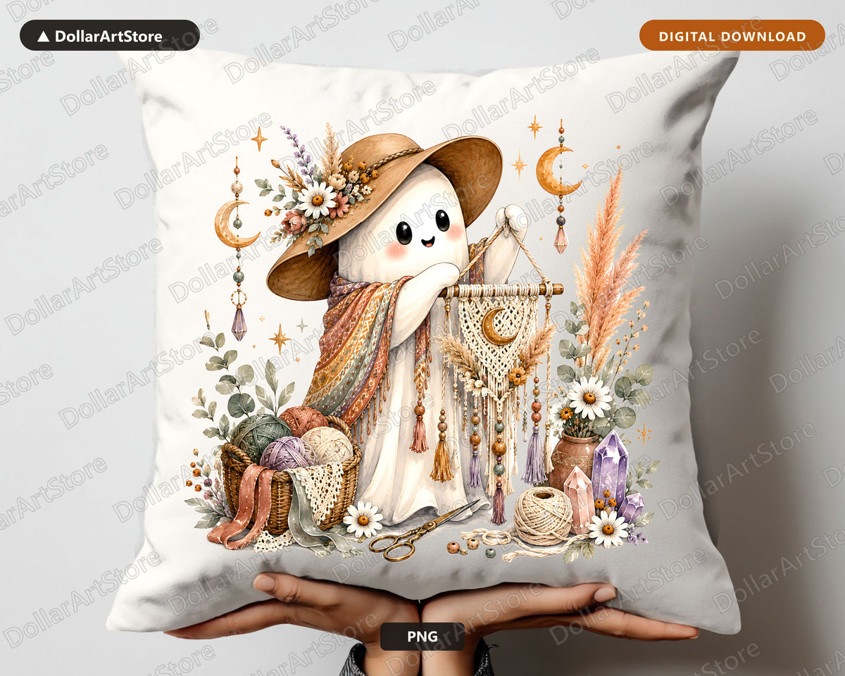 Boho Ghost PNG, Sublimation Design, Cute Cowboy Ghost Shirt Design Digital Download