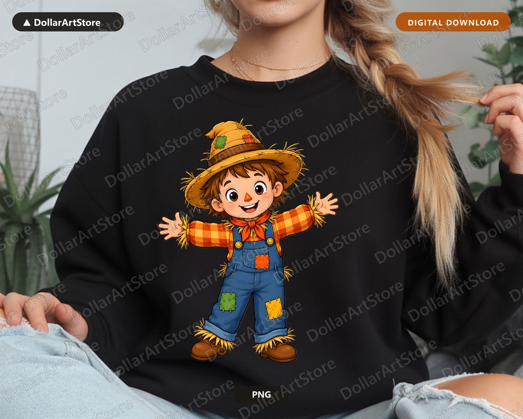 Cute Scarecrow Boy PNG, Fall Halloween Shirt Design, Sublimation Digital Download