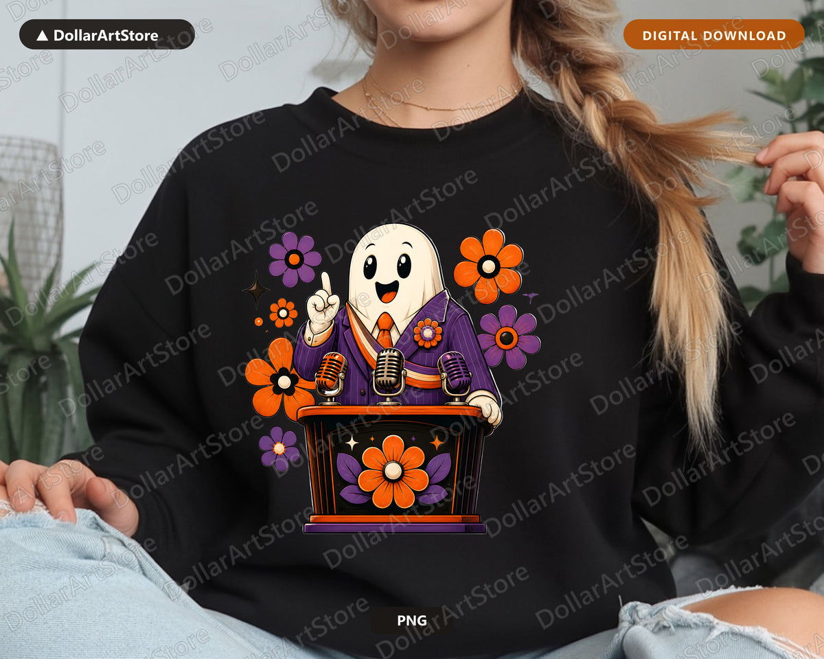 Cute Halloween Ghost PNG, Retro Sublimation Design, Shirt Digital Download
