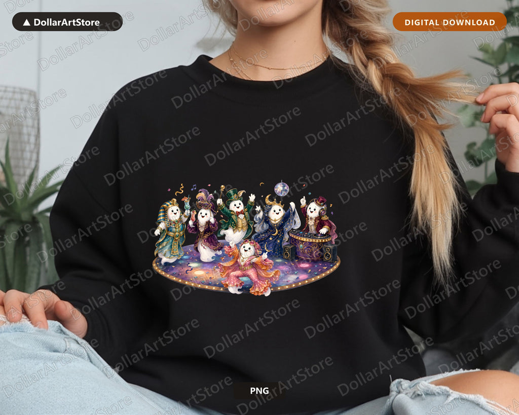 Fancy Ghost Party PNG, Sublimation Design, Shirt Design Digital Download