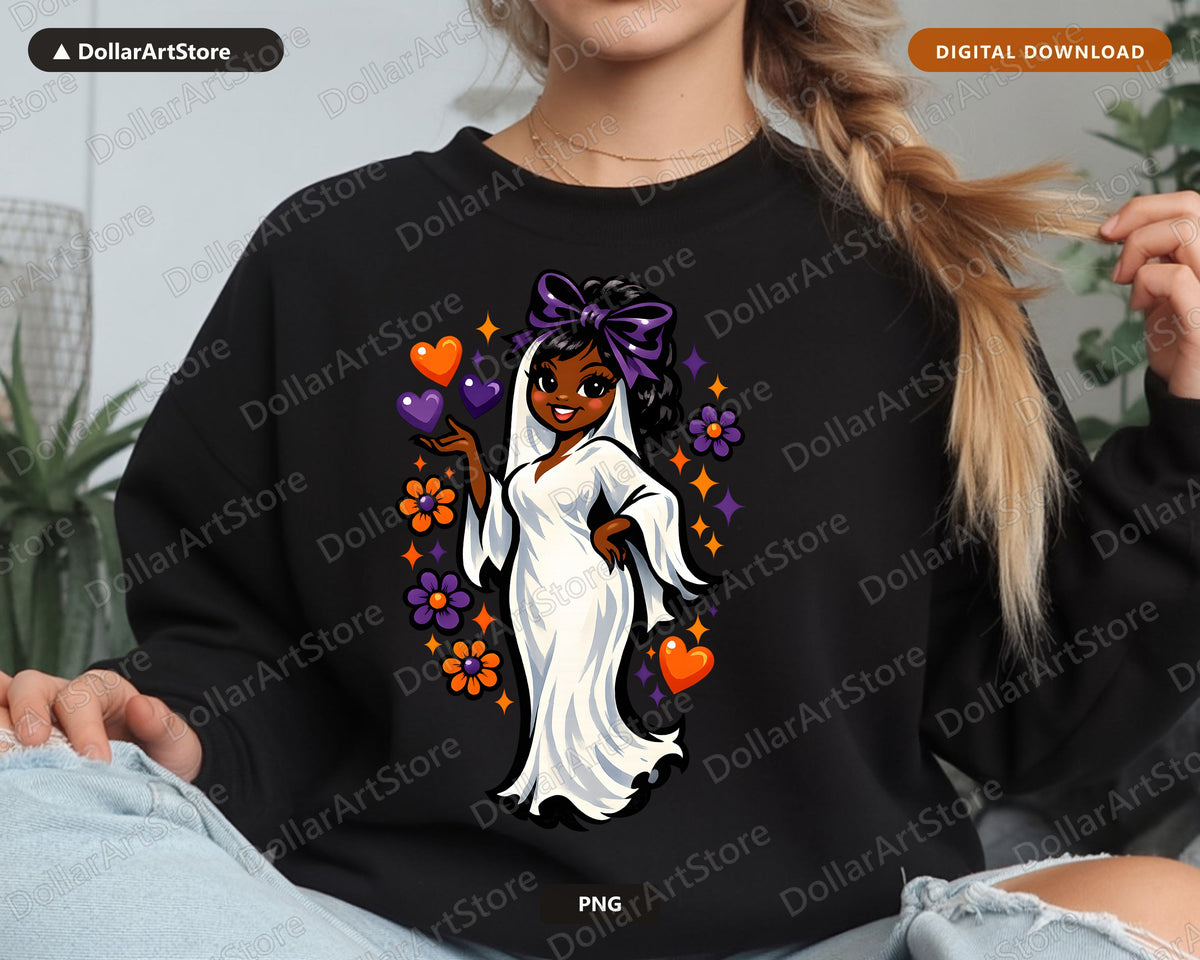 Cute Ghost Girl PNG, Halloween Sublimation Design, Shirt & Tumbler Digital Download