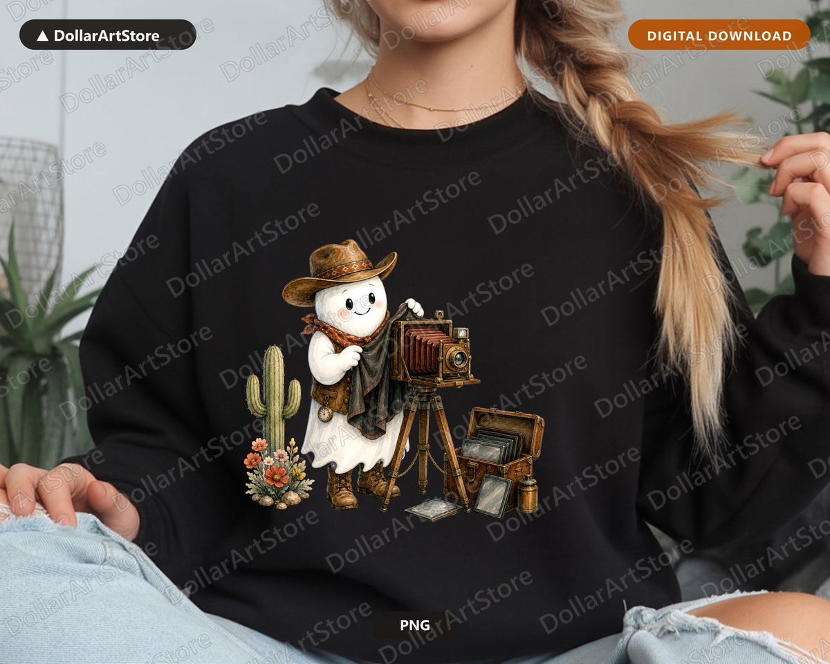 Western Cowboy Ghost PNG, Steampunk Sublimation Design, Shirt & Tumbler PNG