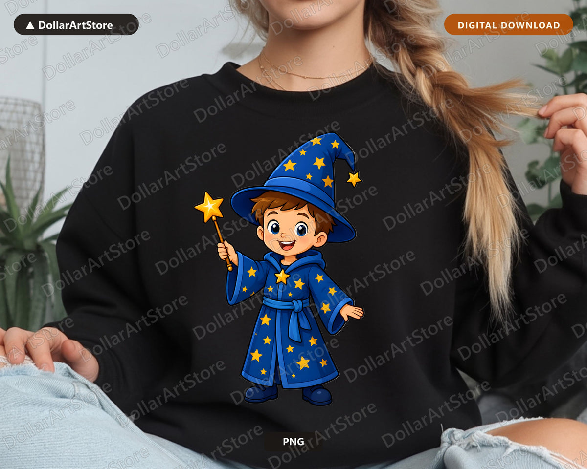 Cute Wizard Kid PNG, Sublimation Design, Shirt & Tumbler Digital Download
