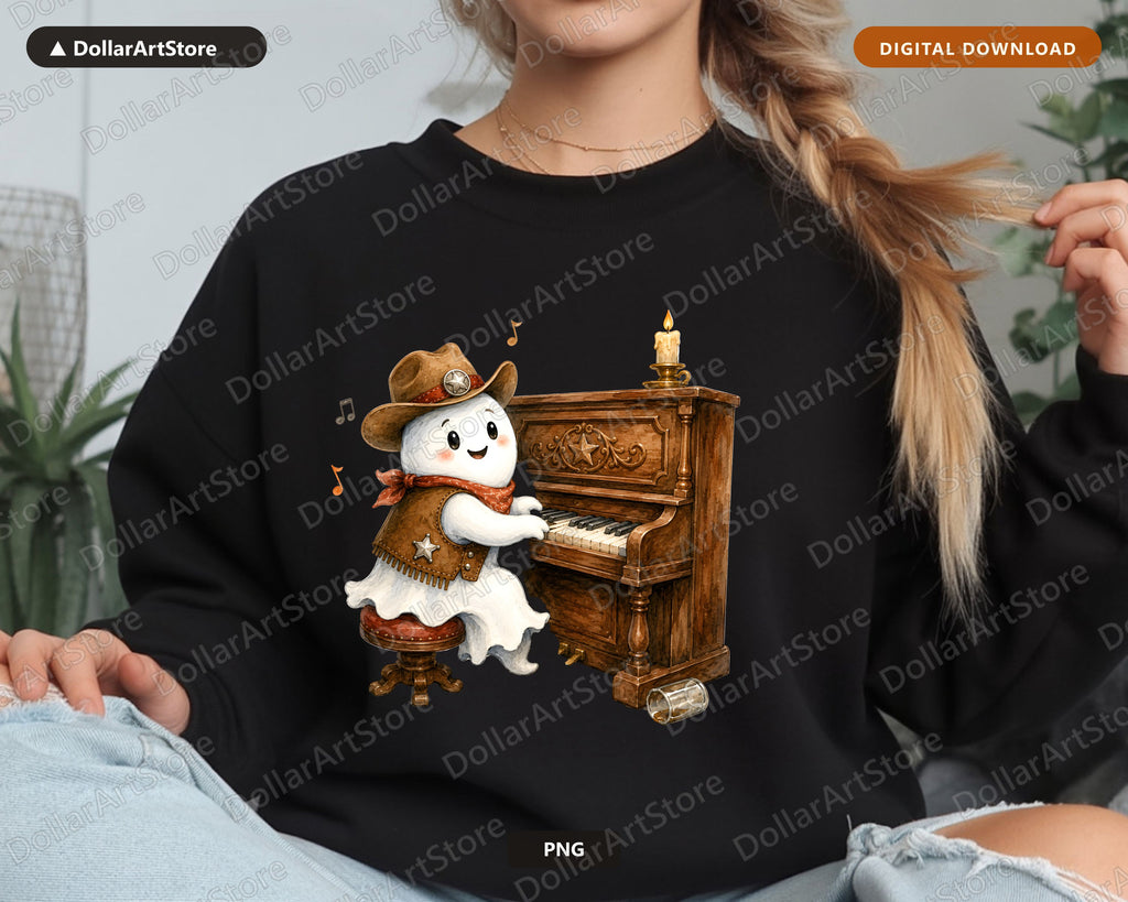 Western Cowboy Ghost PNG, Sublimation Design, Shirt Design Digital Download