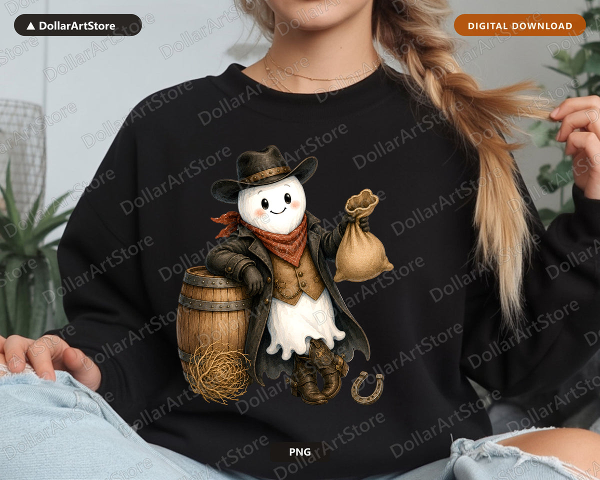 Western Cowboy Ghost PNG, Sublimation Design, Shirt Printable