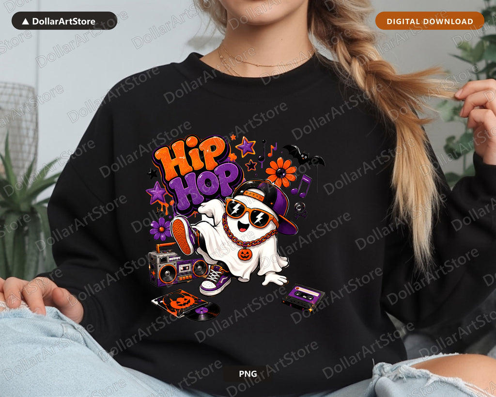 Hip Hop Ghost PNG, Halloween Sublimation Design, Shirt Design Digital Download