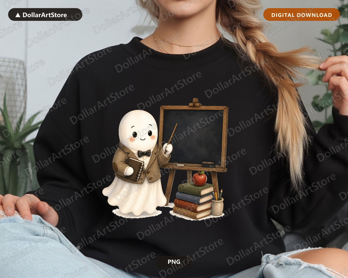 Teacher Ghost PNG, School Sublimation Design, Classroom Shirt Design Digital Download