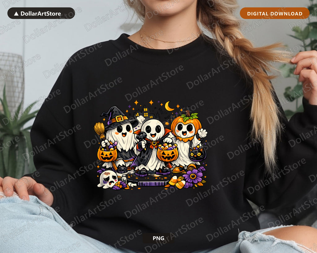 Cute Halloween Ghost PNG, Sublimation Design, Shirt Design Digital Download