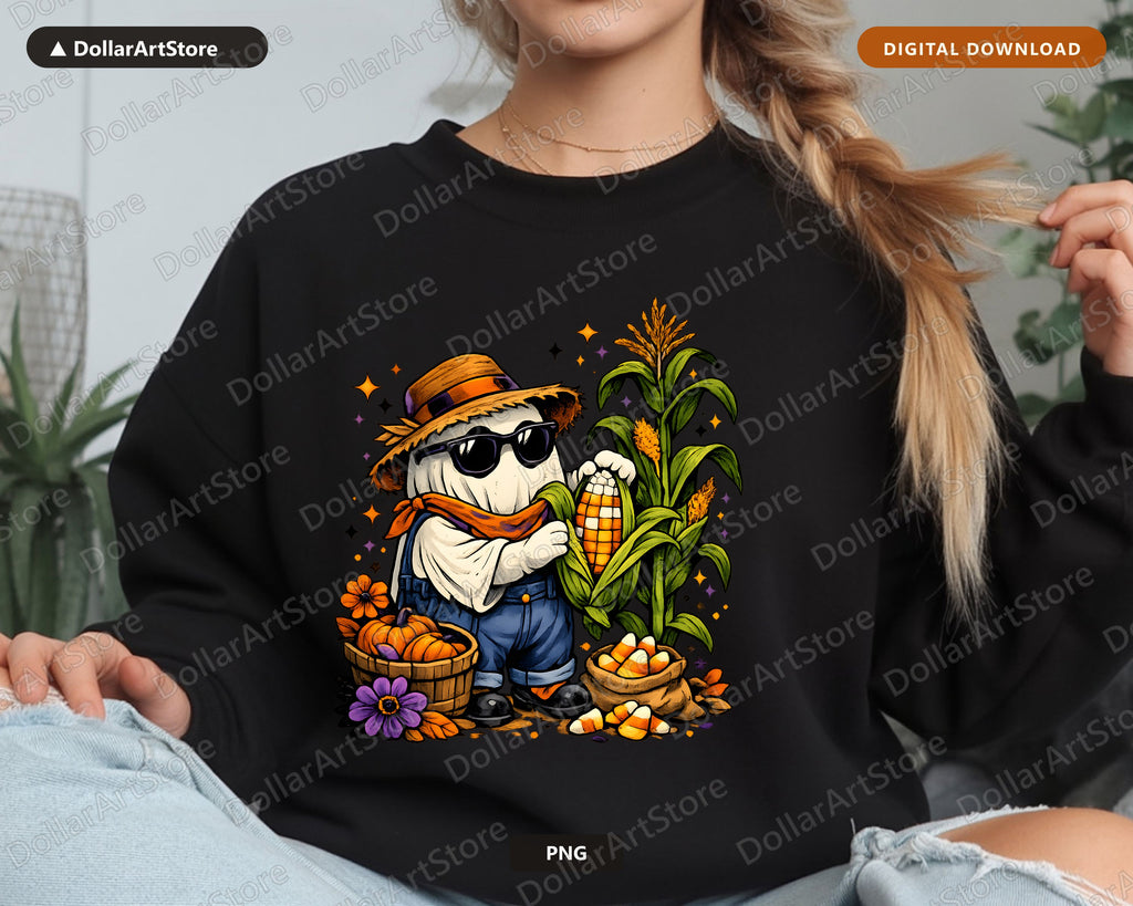Cute Halloween Ghost PNG, Sublimation Design, Fall Shirt Design Digital Download