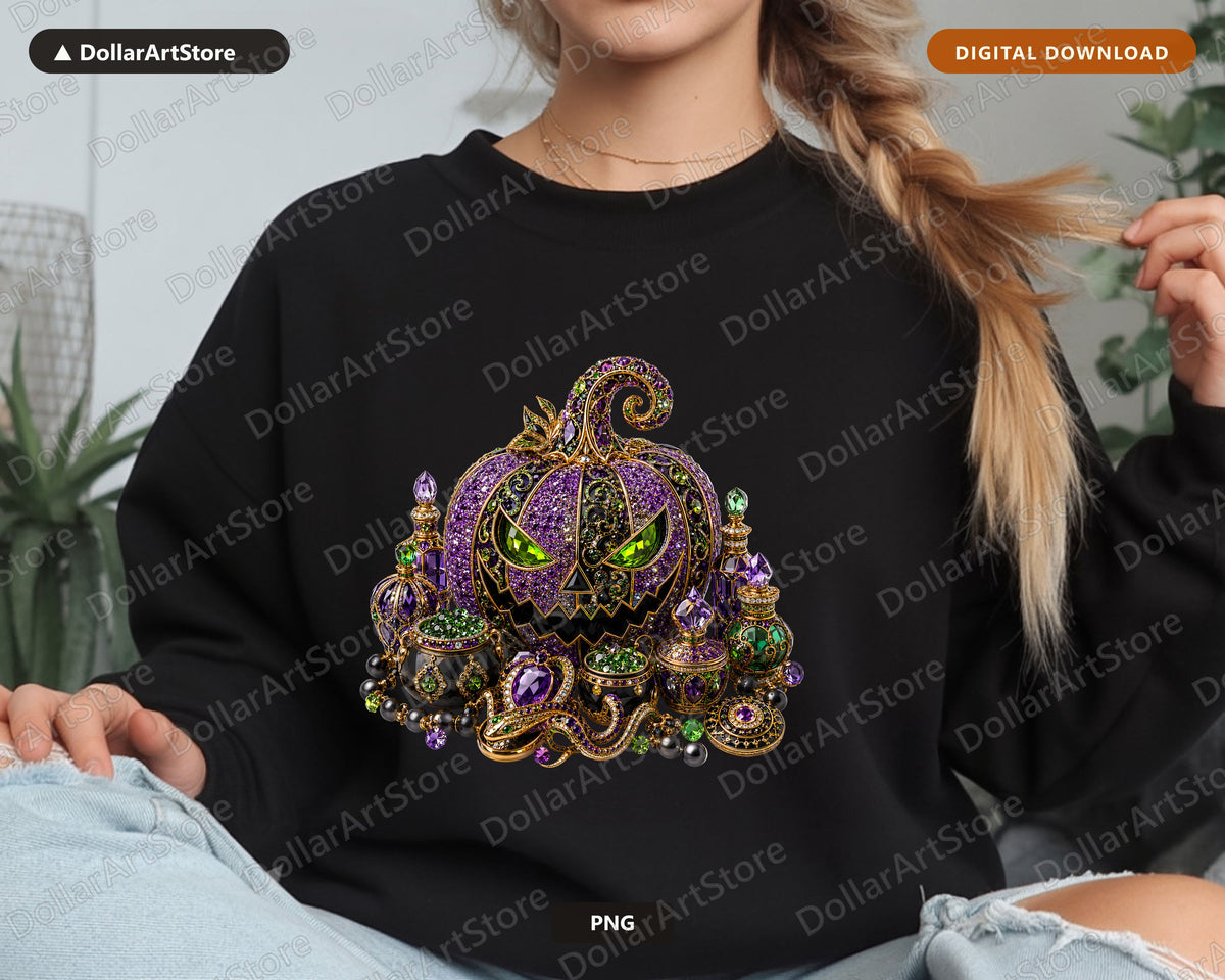 Gothic Ornate Pumpkin PNG, Luxury Halloween Design, Sublimation Shirt Print