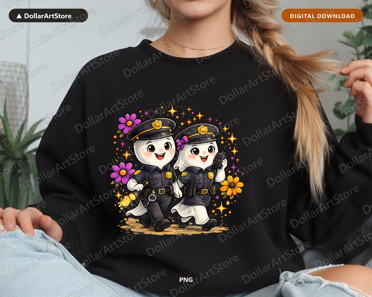Cute Police Ghost PNG, Sublimation Design, Shirt & Tumbler Digital Download