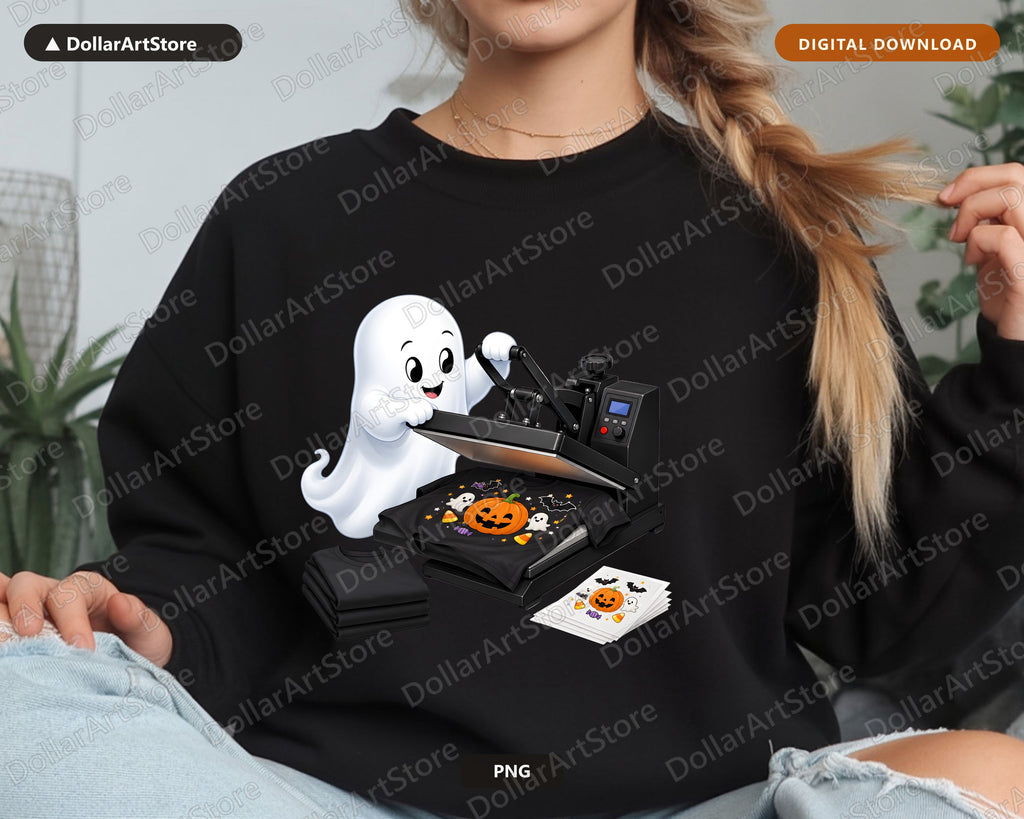 Cute Halloween Ghost PNG, Heat Transfer Design, Sublimation Download