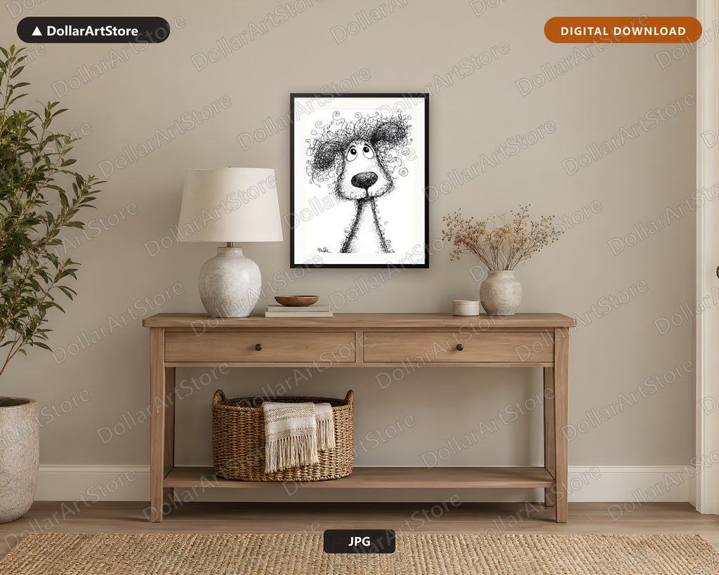 Whimsical Creature Line Drawing Printable Wall Art Digital Download