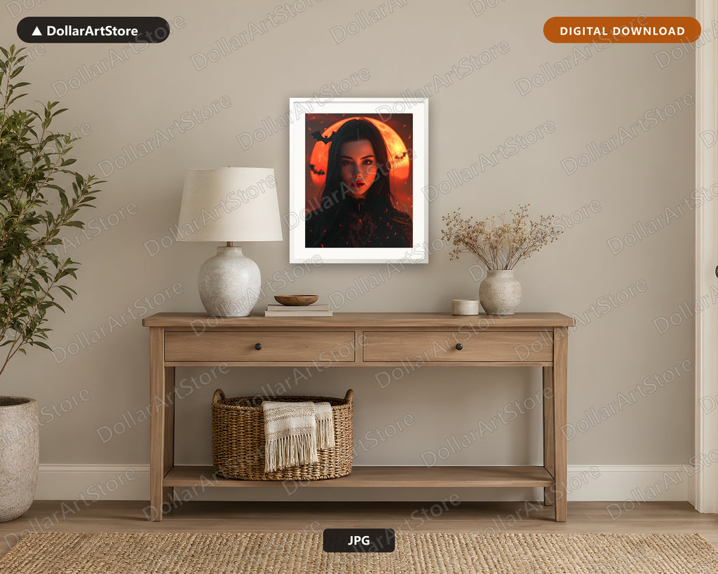 Spooky Woman Gothic Portrait Printable Wall Art Digital Download
