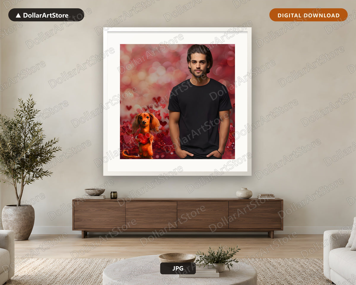 Man and Dog Love Portrait Printable Wall Art Digital Download