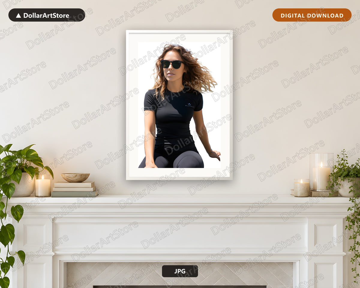 Cool Girl Fashion Portrait with Sunglasses - Printable Wall Art Digital Download