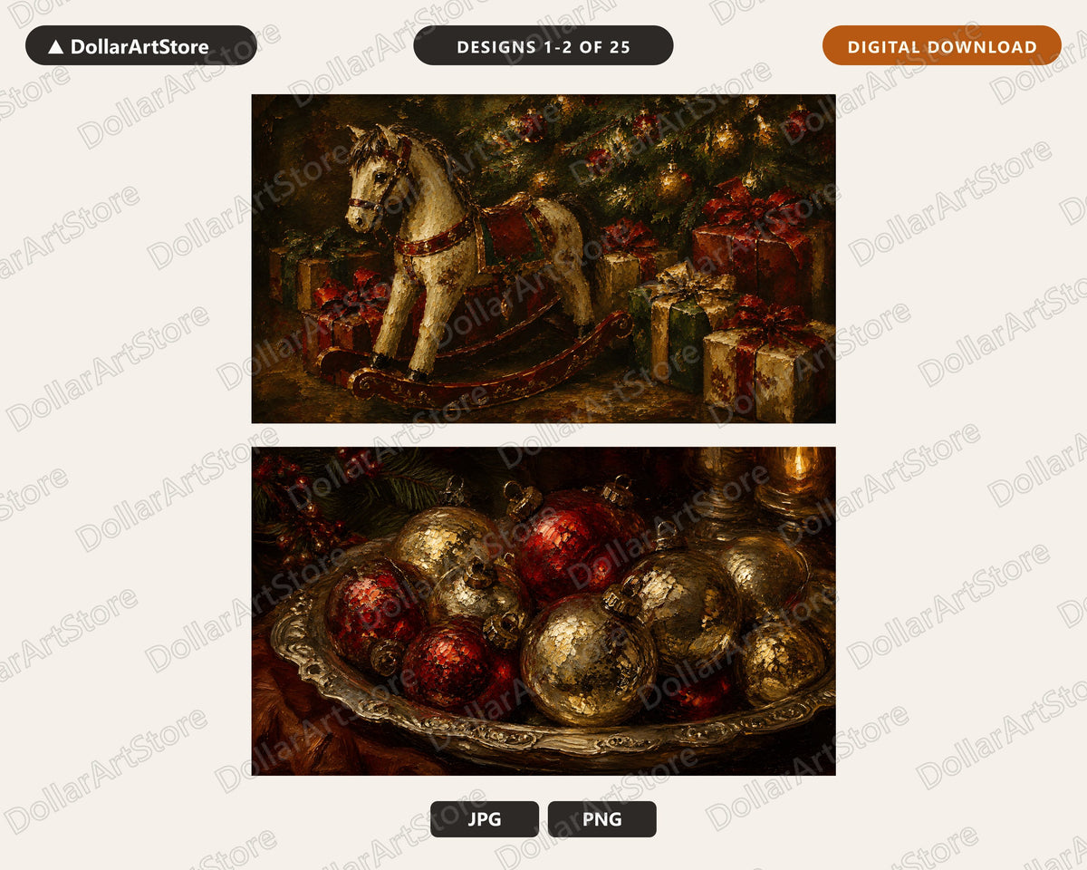 25 Cozy Holiday Frame TV Art Bundle, Christmas Scenery Samsung Frame TV 4K Digital Download