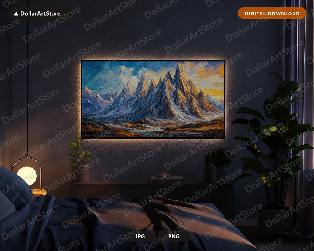 Earthy Mountain Landscape Textured Samsung Frame TV Art