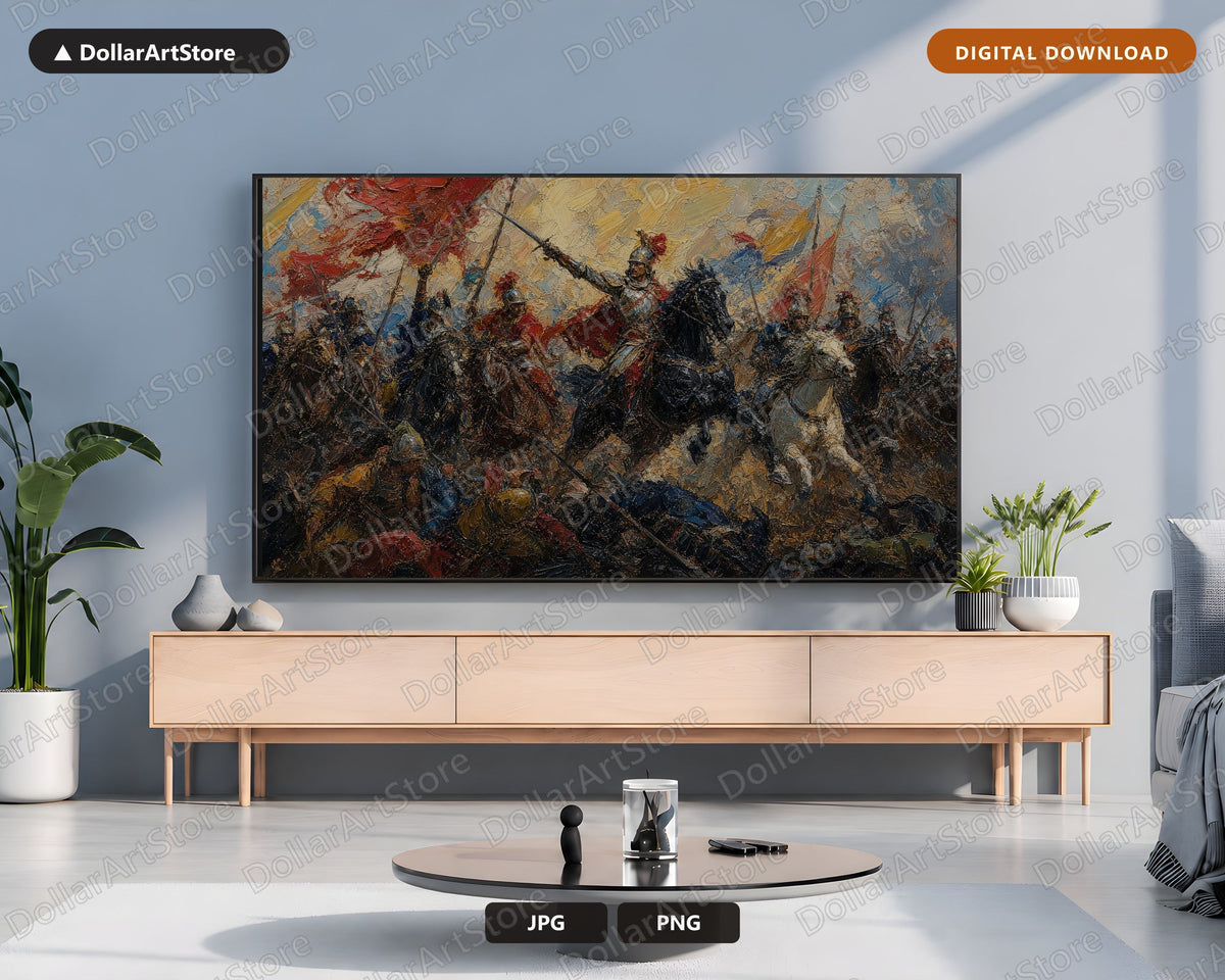 North Africa Battle Scene Frame TV Art, Moody Historical Landscape, Samsung Frame TV 4K Digital Download