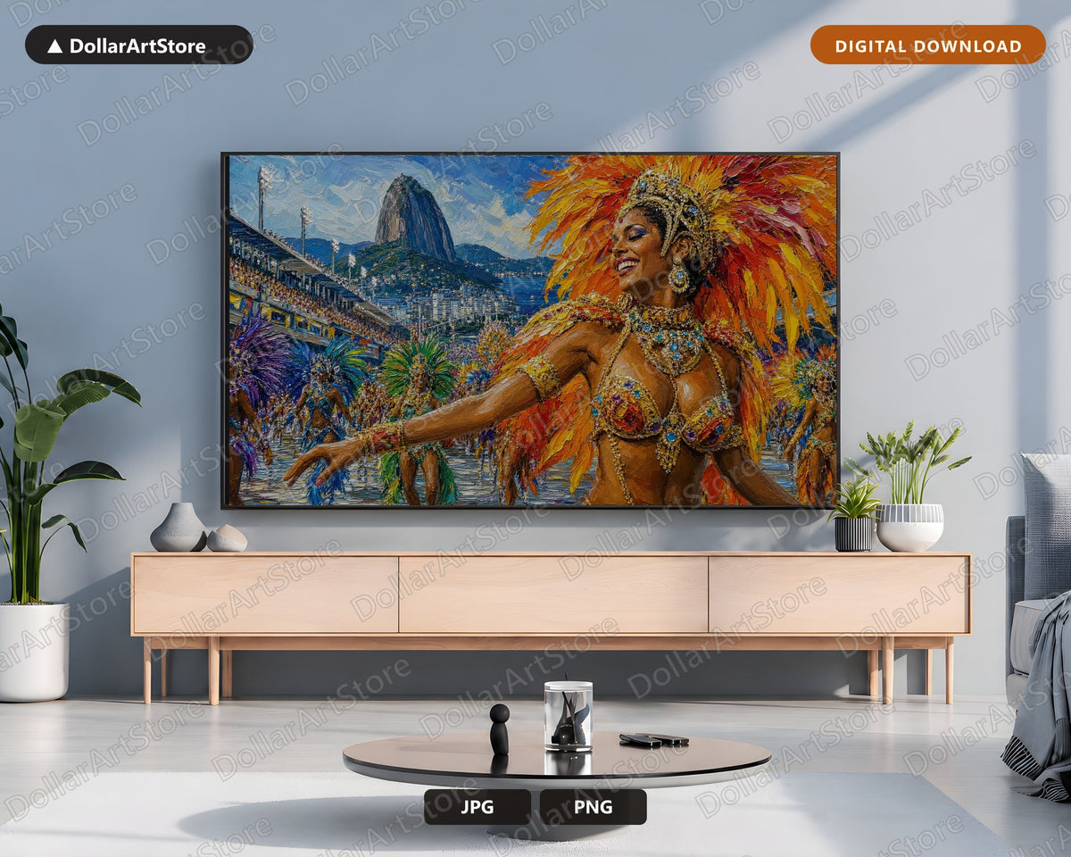 Virrant Rio Carnival Frame TV Art, Samsung Frame TV Digital Download, 4K Textured Celebration Screensaver