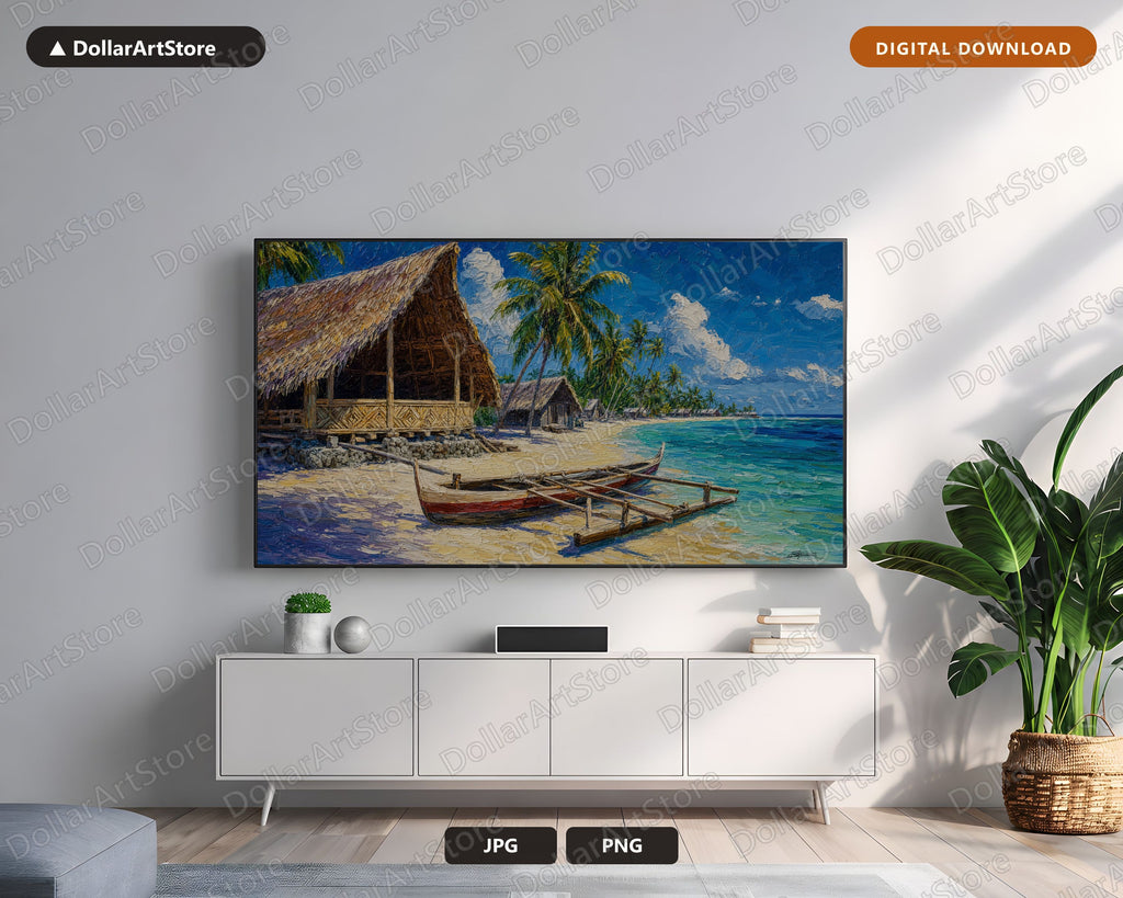 Tropical Atoll Scenery Frame TV Art, Samsung Frame TV Digital Download, 4K Beach Landscape