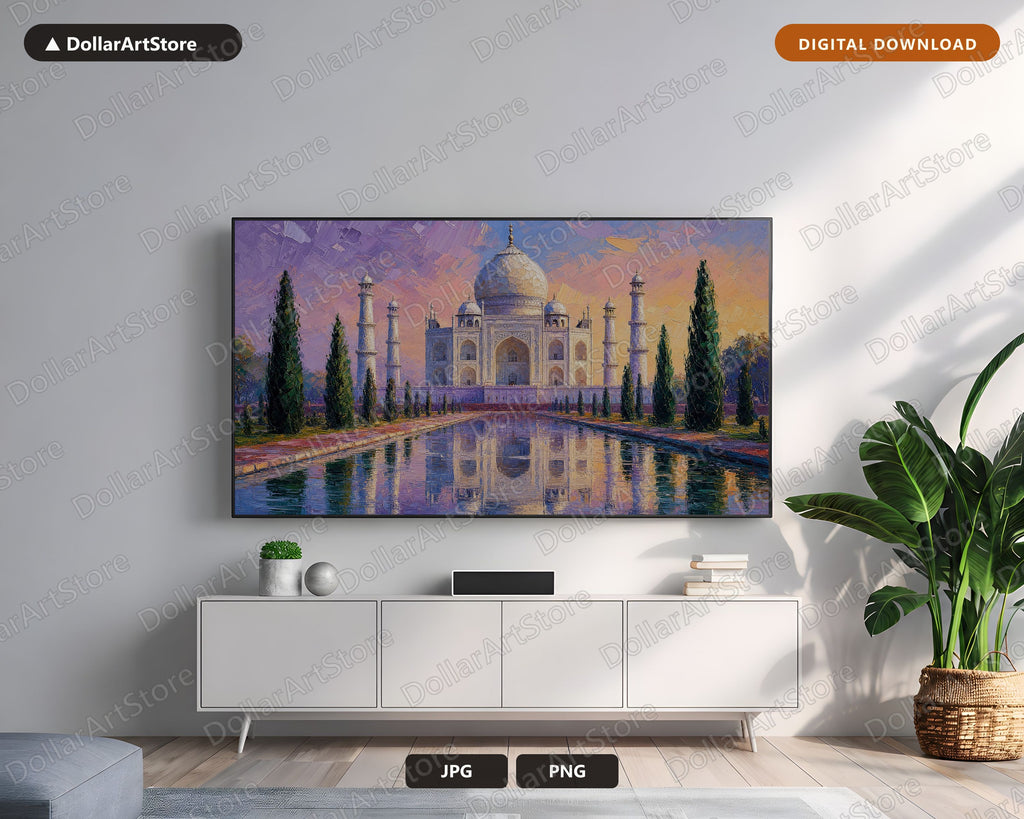 Cozy Taj Mahal Frame TV Art, Samsung Frame TV Digital Download, 4K Textured Scenery
