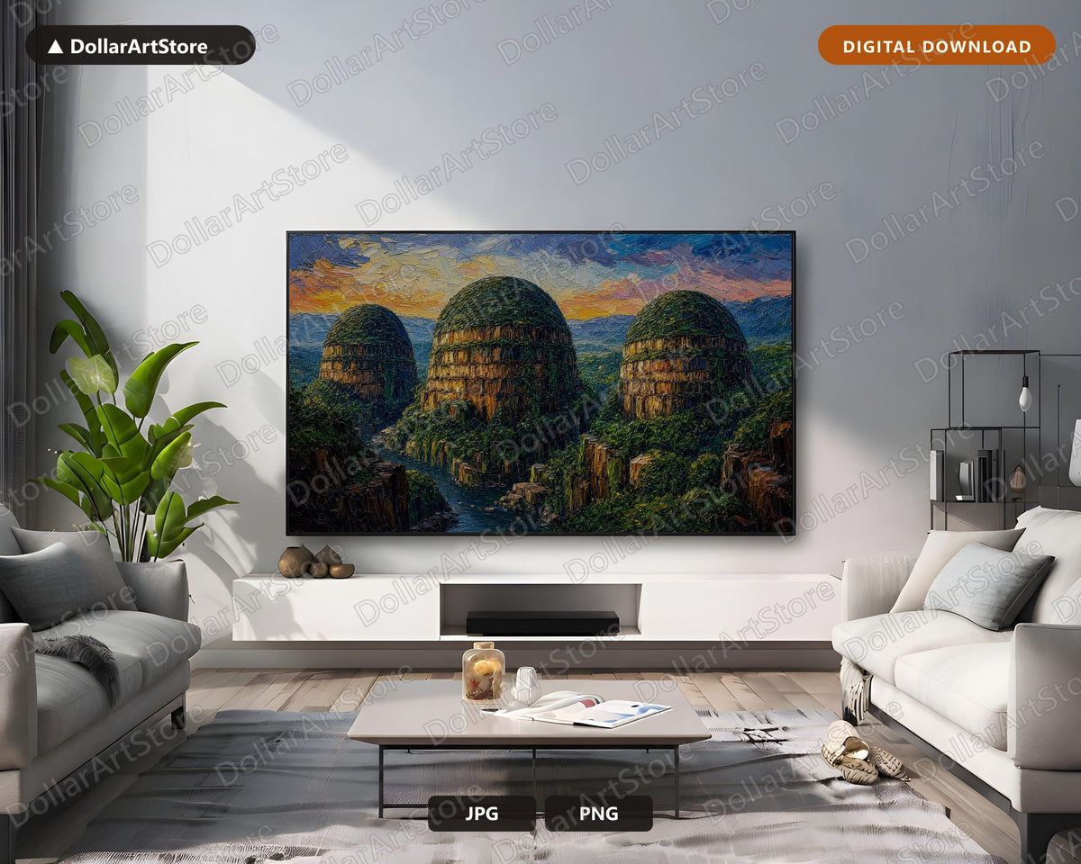 Cozy Textured Landscape Frame TV Art, Samsung Frame TV Digital Download, 4K Nature Scenery