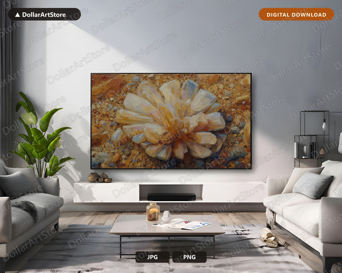 Cozy Textured Floral Frame TV Art, Samsung Frame TV Digital Download, Earthy Botanical Screensaver