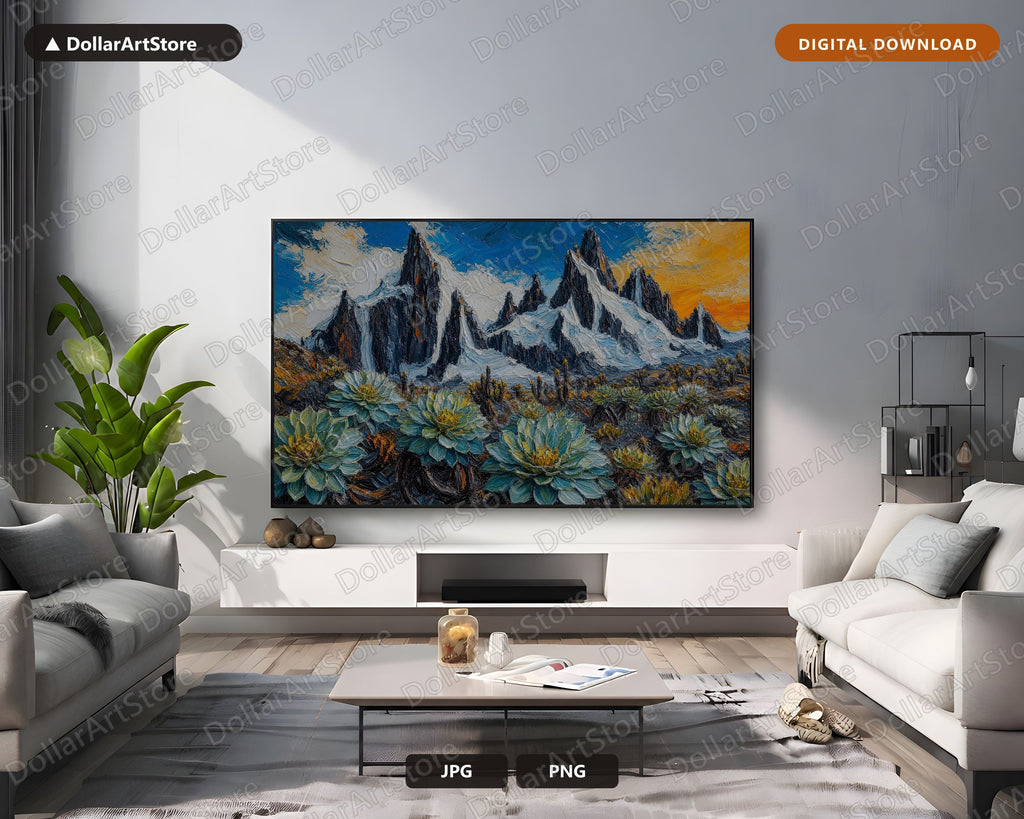 Cozy Mountain Landscape Frame TV Art, Samsung Frame TV Digital Download, 4K Textured Alpine Scenery