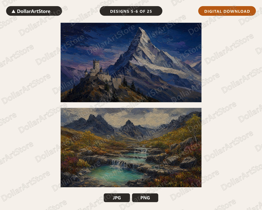 25 Cozy European Scenery Frame TV Art Bundle, Samsung Frame TV 4K Digital Downloads