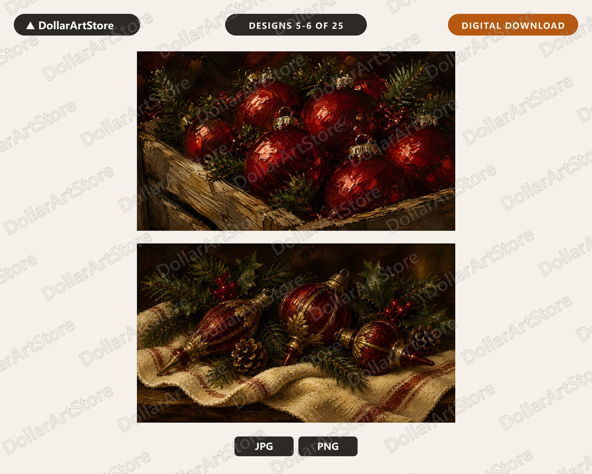 25 Cozy Holiday Frame TV Art Bundle, Christmas Scenery Samsung Frame TV 4K Digital Download