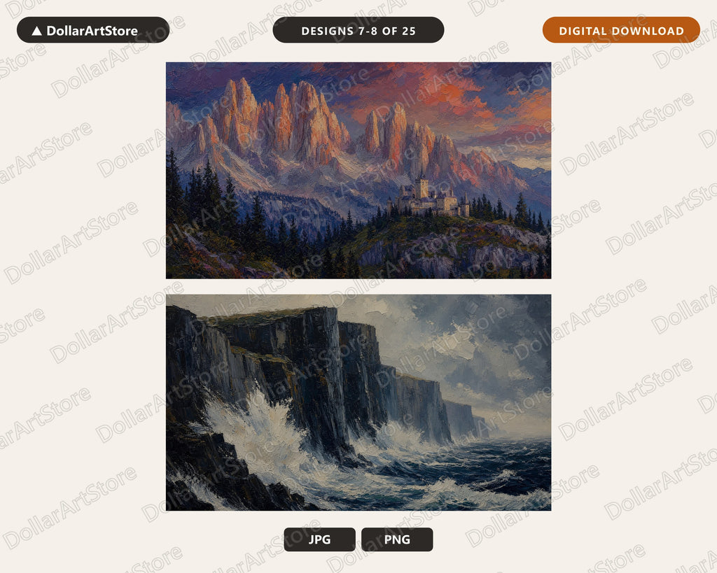 25 Cozy European Scenery Frame TV Art Bundle, Samsung Frame TV 4K Digital Downloads