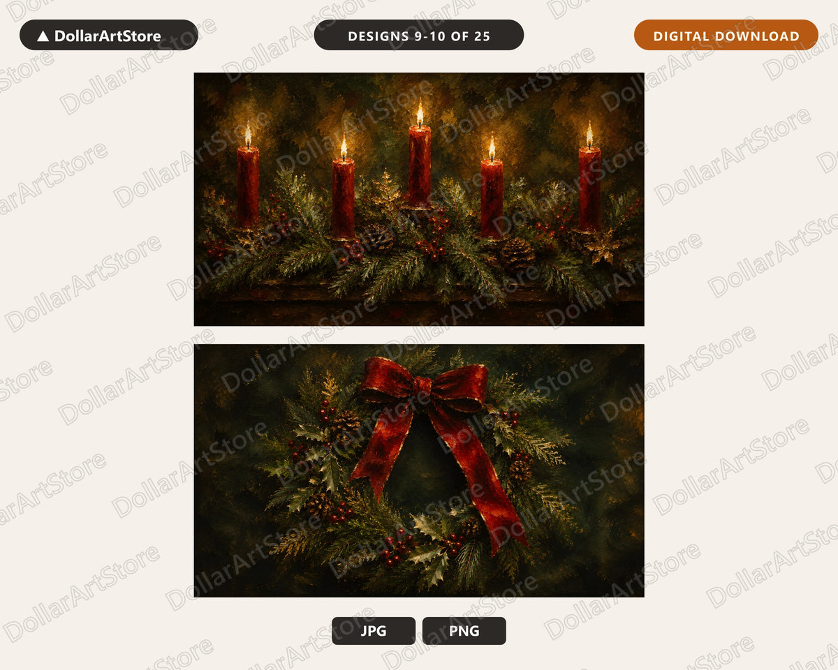 25 Cozy Holiday Frame TV Art Bundle, Christmas Scenery Samsung Frame TV 4K Digital Download