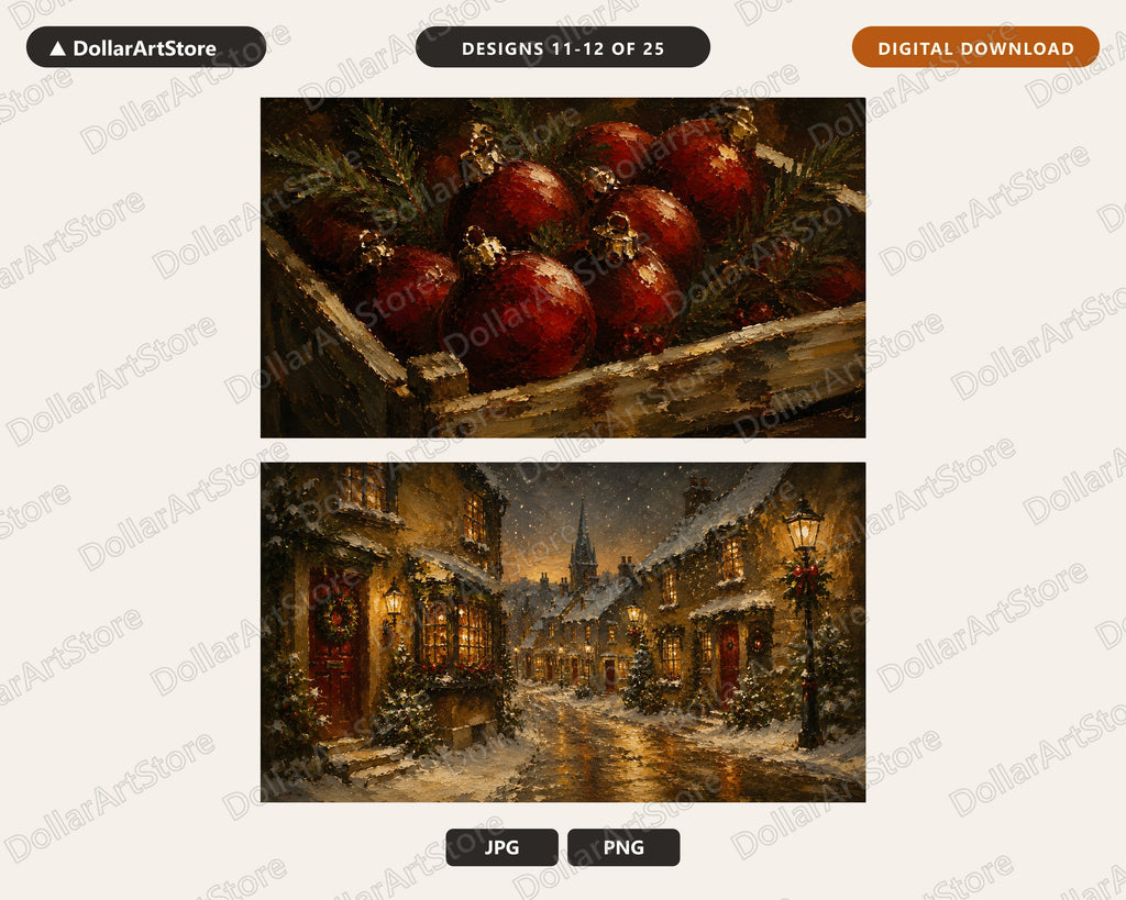 25 Cozy Holiday Frame TV Art Bundle, Christmas Scenery Samsung Frame TV 4K Digital Download