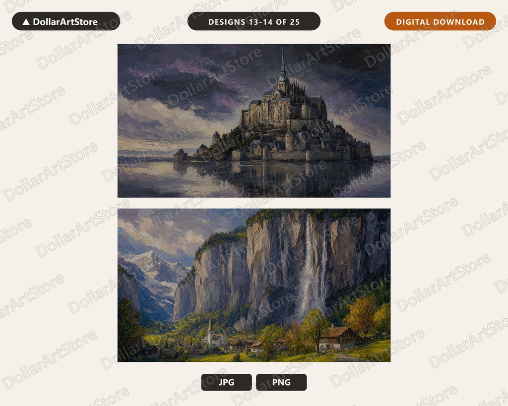 25 Cozy European Scenery Frame TV Art Bundle, Samsung Frame TV 4K Digital Downloads