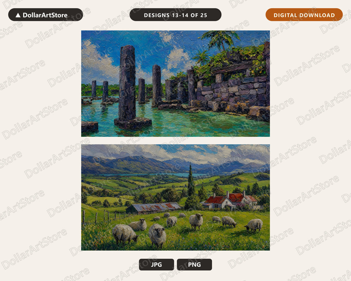 25 Cozy Tropical & Scenic Landscape Frame TV Art Bundle, Samsung Frame TV Digital Download 4K