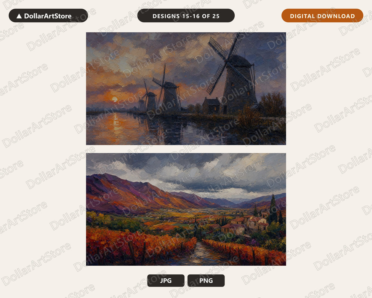 25 Cozy European Scenery Frame TV Art Bundle, Samsung Frame TV 4K Digital Downloads