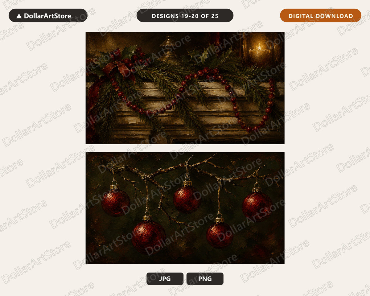 25 Cozy Holiday Frame TV Art Bundle, Christmas Scenery Samsung Frame TV 4K Digital Download